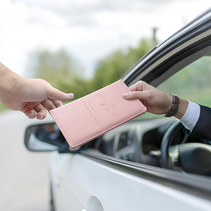 JUSTTOP 2Pack Car Registration and Insurance Holder,Car Document Holder for Cards License with Magnetic Shut,Vehicle Glove Box Car Organizer for Documents, Cards, License(Embossed leather Pink) - Image 6
