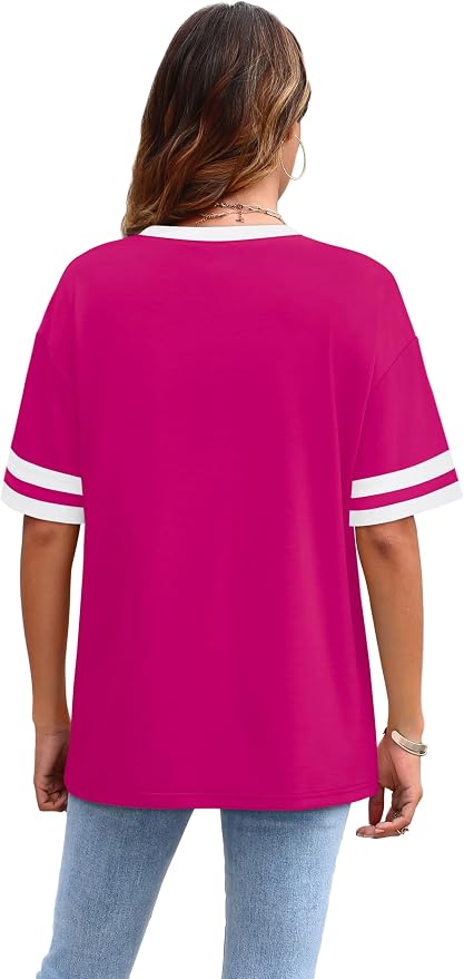 WIHOLL Womens T Shirts Loose Fit Short Sleeve Tees Crew Neck Color Block Summer Tops 2026 Fashion - Image 4