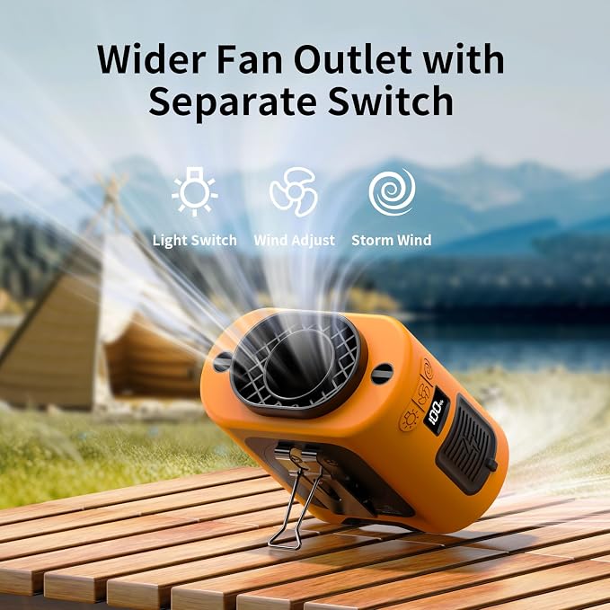 Socool 14500mAh Portable Waist Fan Clip on Belt 360 Rotation Wearable Rechargeable Personal Shirt Fan, 67H Cooling 5-Speed Battery Operated with Light, Neck Fan Hands-Free for Outdoor Jobsite Camping - Image 7