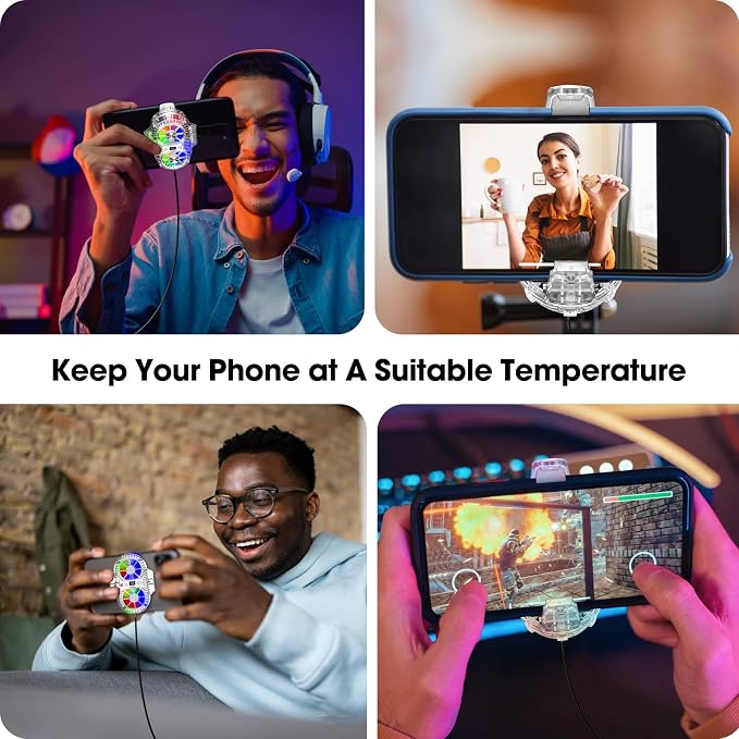 TRILINK Phone Cooler for Gaming with Dual Cooling Fans - Advanced Phone Cooling Technology - RGB LEDs - Ultra-Quiet - Output Function - LED Temperature Display for Android iPhone iOS Game Radiator - Image 7