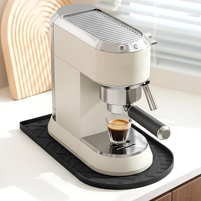 Silicone Coffee Mat,15.8"x 7.8"in Bar Mat for Countertop,Heat-Resistant,Non-Slip,Leak-Proof,Fit for Coffee Maker/Espresso Machine-Black - Image 9