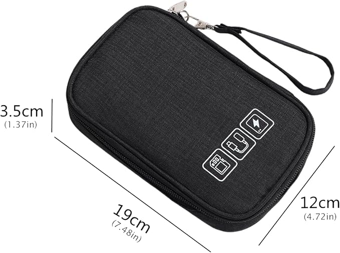 1Pcs Portable Cable Organizer Bag Small Electronic Cable Pouch Electronics Accessories Organizer Travel Digital Storage Bag for Power Bank Charger Card, Black - Image 8