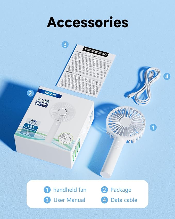 Small Handheld Portable Fan, 3 Gear Speeds, 2-in-1 180° Foldable Mini Table Fan, Personal USB Fan, Portable Travel Fan, Hand Fans Rechargeable for Travel Lash Makeup Desk Girl Women Summer Gift White - Image 7