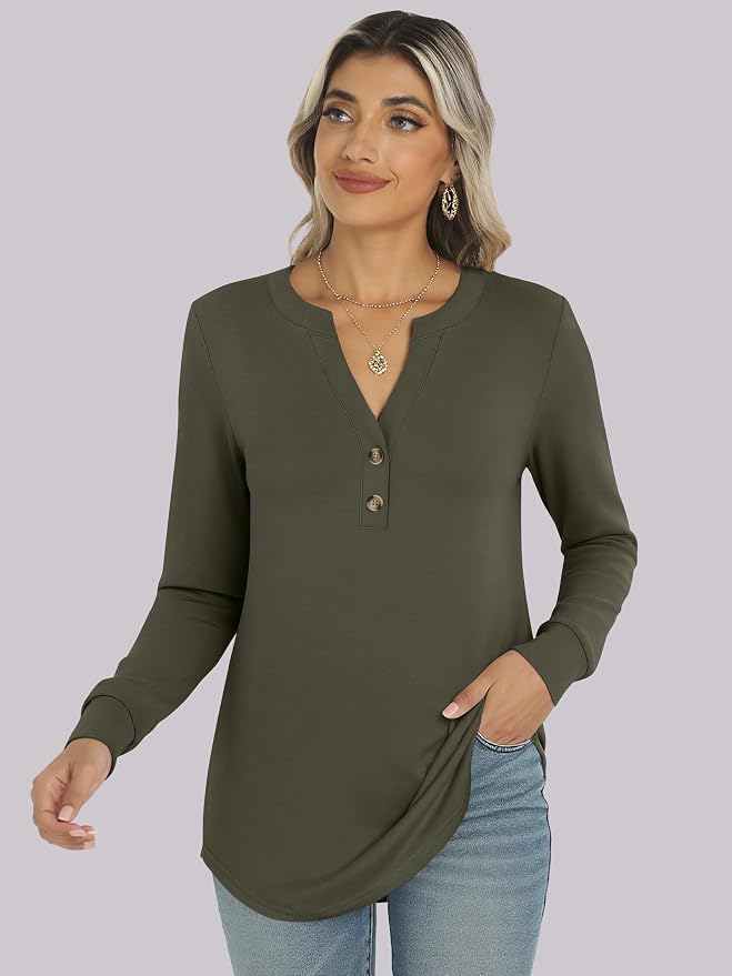 ANRABESS Women's Long Sleeve Shirts 2026 Spring Fashion Dressy Casual Tops Trendy Henley Blouses Cute Work Outfits Clothes - Image 6