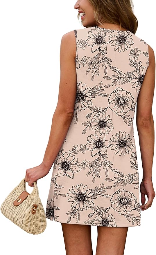 WIHOLL Casual Dresses for Women Crewneck Sleeveless Tank Dress Summer Spring Boho Vacation Clothes - Image 5