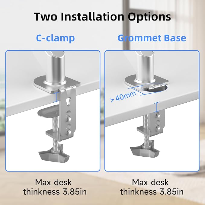 Suptek Single Monitor Mount Adjustable Gas Spring Monitor Arm Desk Mount Stand Fits 17 20 22 23 24 26 27 32 33 inch Monitors,Holds up to 22 lbs,Silver(MD18S) - Image 7