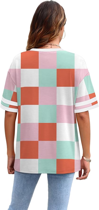 WIHOLL Womens T Shirts Loose Fit Short Sleeve Tees Crew Neck Color Block Summer Tops 2026 Fashion - Image 4