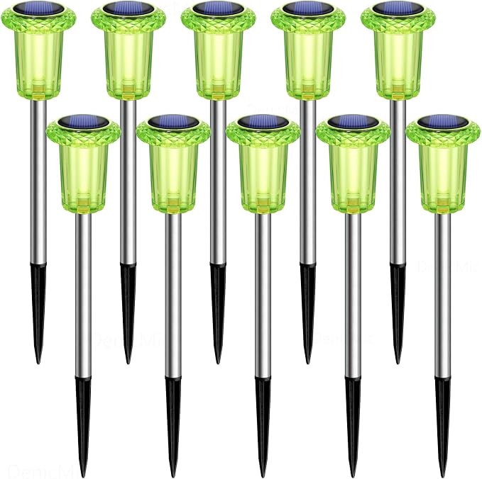 DenicMic Halloween Solar Lights Outdoor Waterproof 10 Pack Halloween Decor | Stake Lights for Yard Pathway Garden Walkway Driveway Patio Lawn, Auto On/Off Green LED Halloween Decorations Outdoor - Image 9
