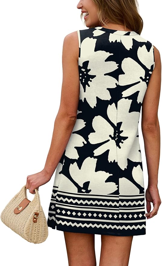 WIHOLL Casual Dresses for Women Crewneck Sleeveless Tank Dress Summer Spring Boho Vacation Clothes - Image 5