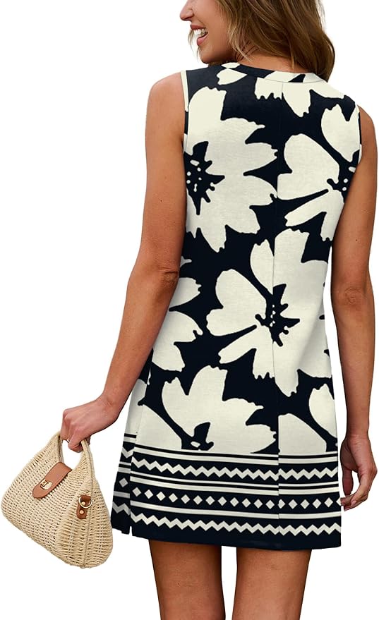 WIHOLL Casual Dresses for Women Crewneck Sleeveless Tank Dress Summer Spring Boho Vacation Clothes - Image 5