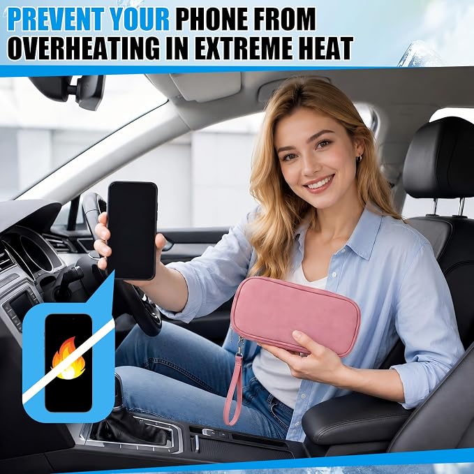 Phone Cooler Bag for Beach, Portable Phone Cooling Pouch with 2 Reusable Ice Packs, Keeps Cool in Extreme Heat for Car Pool Hiking, Extends Battery Life, Fits All Smartphones(Pink,Fabric) - Image 7