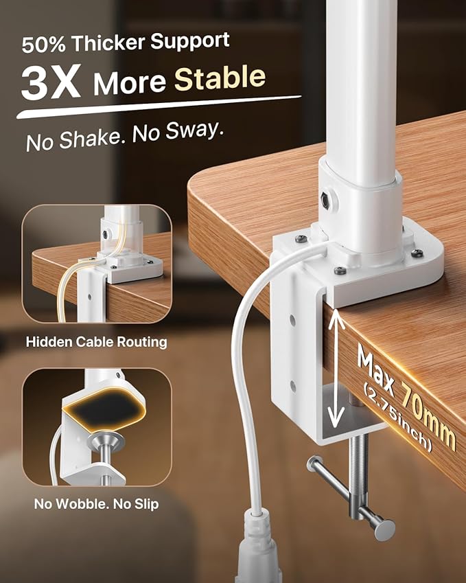 ONEMIX 42" LED Desk Lamp with Clamp, Architect Desk Light with Remote, Adjustable 4-Segment Bar, 1800LM Bright, Eye-Caring Desk Lamp for Home Office, Reading, Study, Dual Monitors, Workbench (White) - Image 9