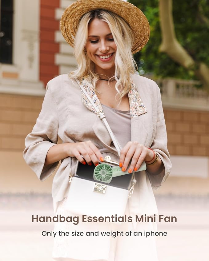 Portable Mini Turbo Fan, 4-Speed High Velocity Personal Fan, Rechargeable Travel Essentials for Vacation/Beach/Trip, Light Green - Image 7