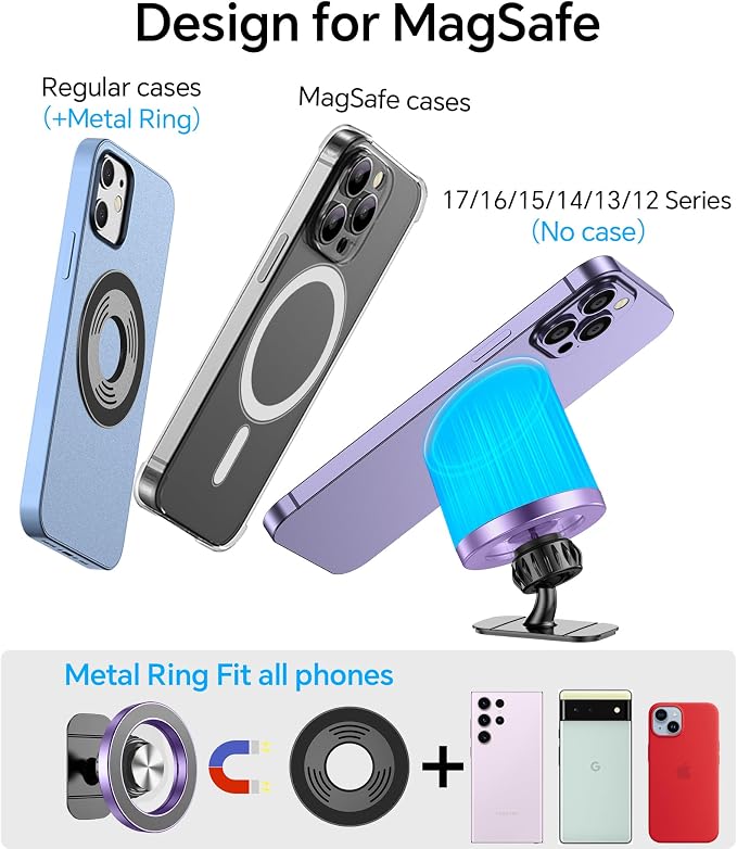 Kaistyle for Magsafe Car Mount【20 Strong Magnets】Magnetic Phone Holder for Car Phone Holder Mount Dash Mounted Holders Cell Phone Holders for Your Car Accessories for Women Men for iPhone 17 16 15 14 - Image 7