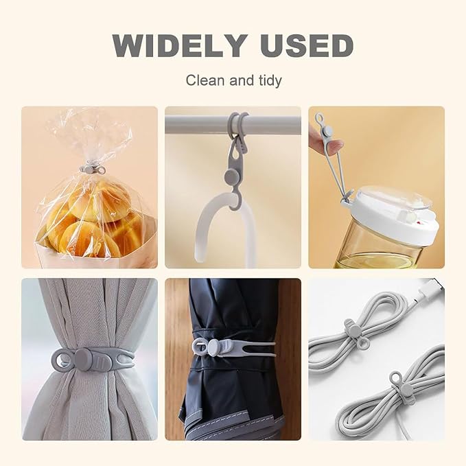 Data Cable Organizer, 2026 Upgrade Silicone Headphone Organizer, Silicone Cable Ties Reusable Cable Management Organizer Multipurpose Elastic Cord Organizer for Bundling and Fastening Cable (30Pcs) - Image 6