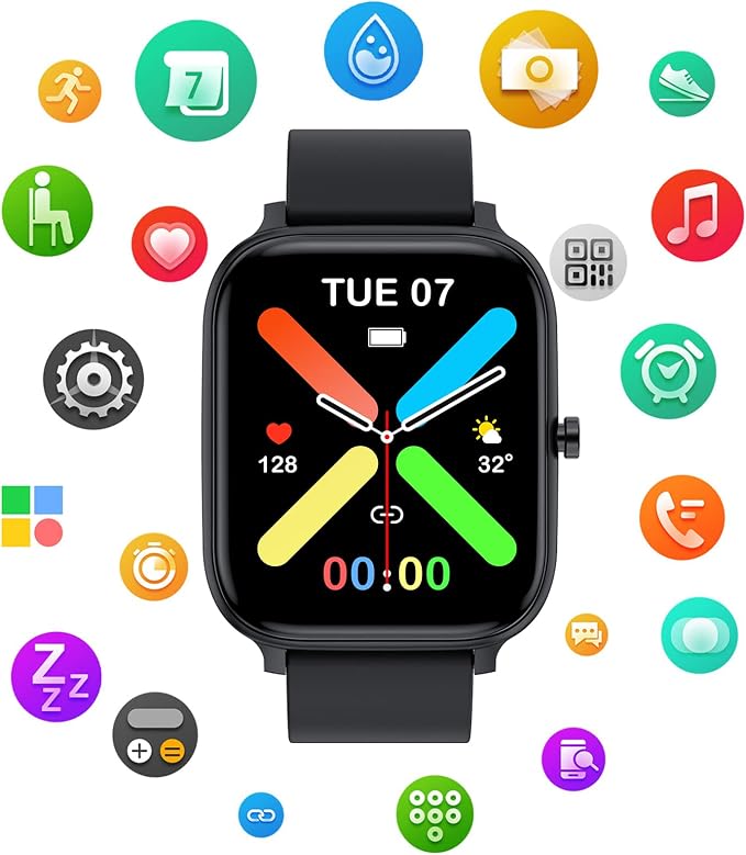 Smart Watch for Men Women Compatible with iPhone Samsung Android Phone 1.69 inch Full Touch Screen IP68 Waterproof Bluetooh Fitness Tracker Heart Rate/Sleep Monitor (Black) - Image 8