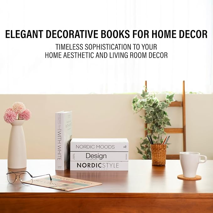 PROBENEX 4 Pcs Decorative Books | Faux Black Coffee Table & Shelf Decor | Bold Modern Look for Living Room, Office and Entryway - Not Real, Tool-Free 2-Min Setup - Image 9