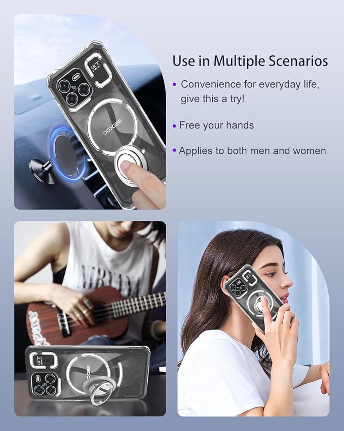 Case Cover for DOOGEE Blade GT AI 5G, Phone Case with Ring Buckles and Lanyards, Premium TPU Material Protective Shell, Protective Cover with Scratch and Anti-Fingerprint, Transparent - Image 7