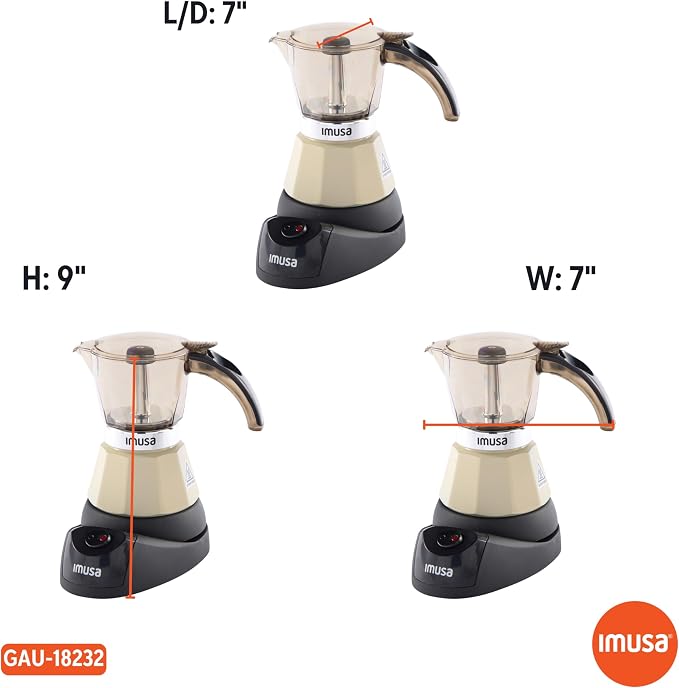 IMUSA 3 or 2 Cup Electric Espresso Maker with Cool-touch Handle, Almond | Bare Aluminum Finish, Keep Warm Function and Detachable Base, Ideal for Cuban and Italian Drinks, Perfect for Home Baristas - Image 7