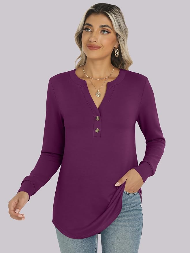ANRABESS Women's Long Sleeve Shirts 2026 Spring Fashion Dressy Casual Tops Trendy Henley Blouses Cute Work Outfits Clothes - Image 6