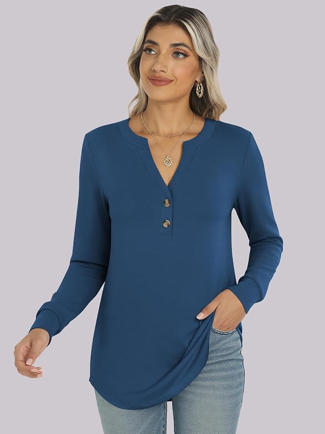 ANRABESS Women's Long Sleeve Shirts 2026 Spring Fashion Dressy Casual Tops Trendy Henley Blouses Cute Work Outfits Clothes - Image 6