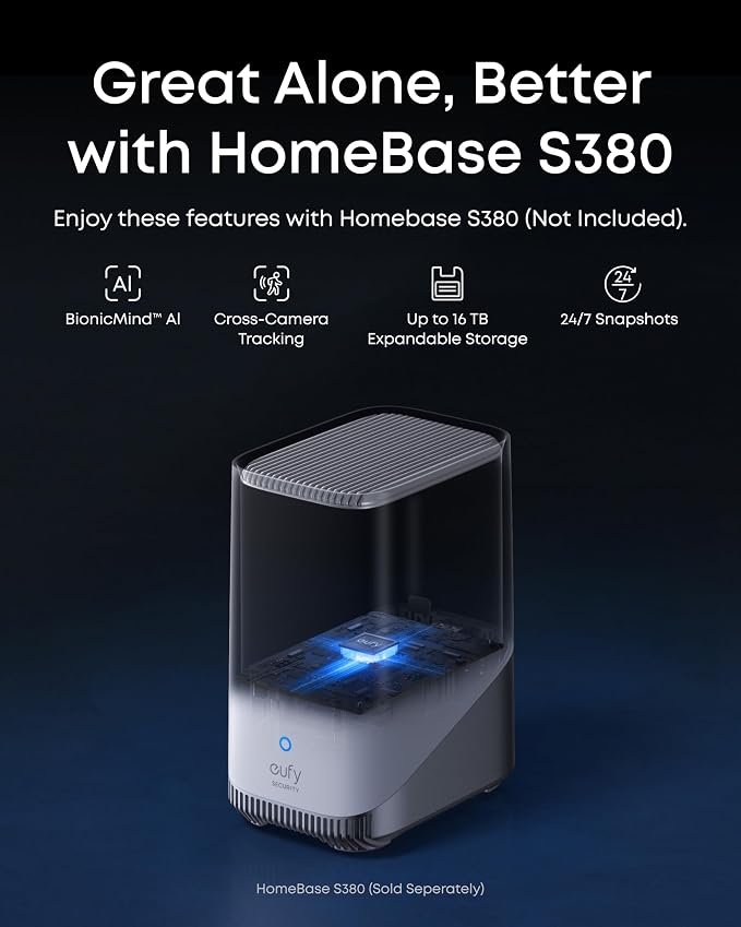 eufy Security eufyCam S4,4K Solar Camera Wireless Outdoor, 3-Lens Bullet-PTZ Cam, 360° Coverage, 8X Auto Zoom, AI Recognition,AI Track, Color Night Vision, 0 Monthly Fee, Built in 32 GB Storage - Image 9