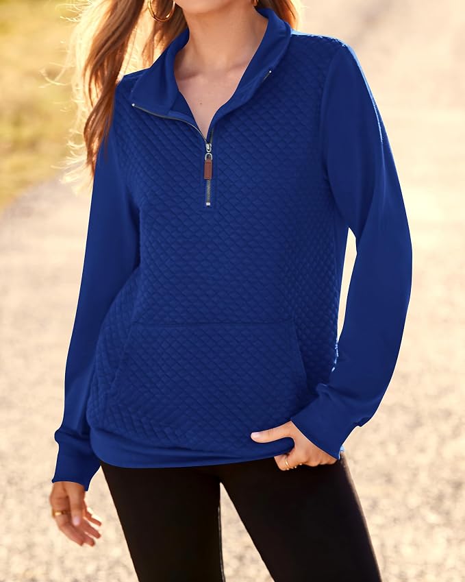 BTFBM Women Fashion Quilted Pattern Lightweight Zipper Long Sleeve Plain Casual Ladies Sweatshirts Pullovers Shirts Tops - Image 8