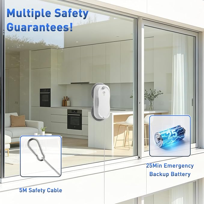 KKI Window Cleaning Robot,Upgraded Window Cleaner Robot, Auto-Dual Spray, Max 3200pa,3 Cleaning Modes & Edge Detection, Remote Control for High-Rise Windows, Glass Door,5Sets Cloths | Automatic,Dual Ultrasonic Spray, Max 3200pa, 3 Cleaning Modes & Edge... - Image 9