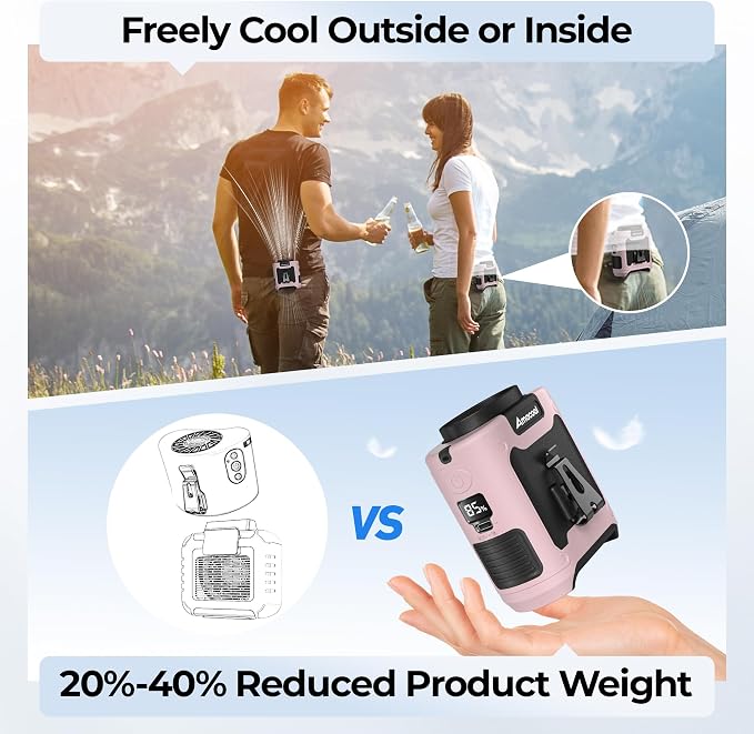 AMACOOL Portable Waist Fan Clip On, Gifts for Men Dad Husband, 10000mAh Rechargeable Wearable Shirt Fan, Powerful Belt Fans, Birthday Gifts for Women Jobsite Travel Camping Essentials 2026 - Image 7