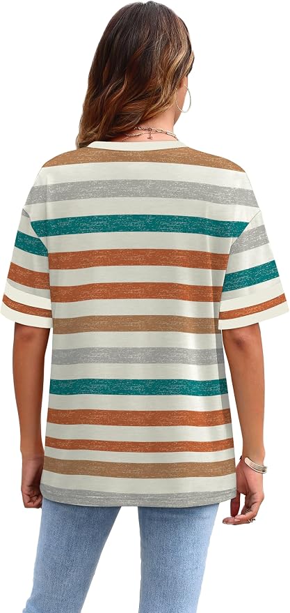 WIHOLL Womens T Shirts Loose Fit Short Sleeve Tees Crew Neck Color Block Summer Tops 2026 Fashion - Image 4