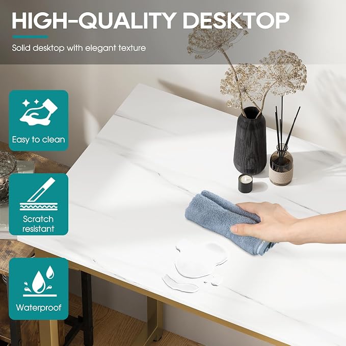 BestOffice Computer Desk,Home Office Desk, Modern Simple Style for Home Office Study Writing (Gold, 39 Inch) - Image 7