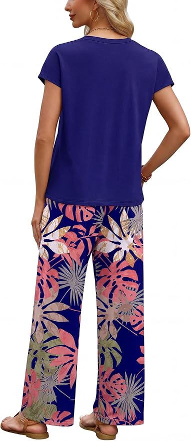WIHOLL Two Piece Set for Women Summer Spring Outfits Matching Sets Women Clothing Airport Travel Vacation Wide Leg Pants - Image 5
