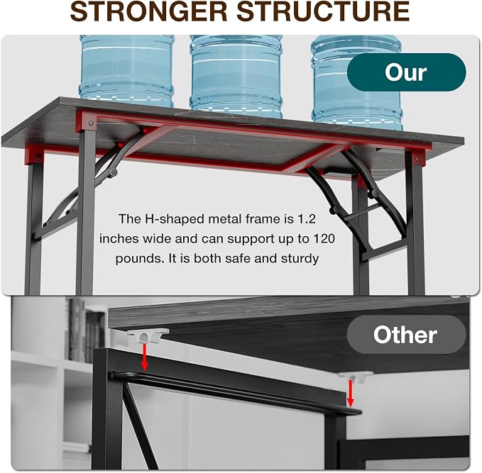 TEMI Small Computer Desk Folding Table - 43.3" Foldable Office Desk, No Assembly, Perfect for Small Spaces in Bedroom, or Apartment, Portable Mini Desk or Study Table Compact Design, Marble Greige - Image 8