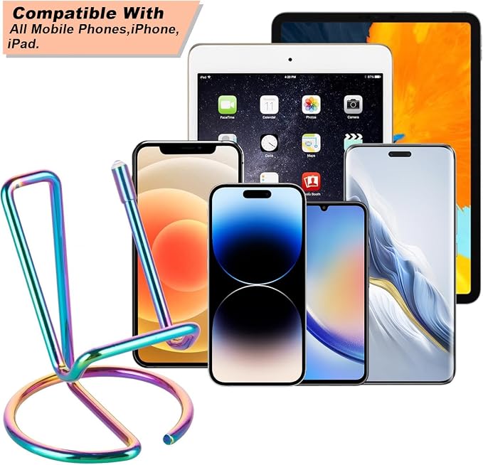 ROPOSY Cell Phone Stand for Desk, Cute Metal Rainbow Cell Phone Stand Holder Desk Accessories, Compatible with All Mobile Phones, iPhone, iPad - Image 7