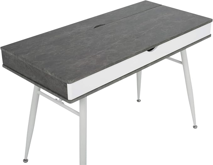 Calico Designs 51252 Alcove Modern Large Split Drawer in White/Cement Gray Desk with Storage - Image 16