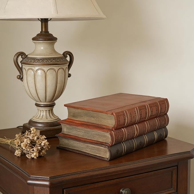 Guichifun Decorative Books Home Decor Accents - Resin Retro Classical Fake Books Faux Books Decoration Gifts for Men Coffee Table Shelf Decor for Living Room Decor 7.8 * 4.7 * 11 Inch - Image 9