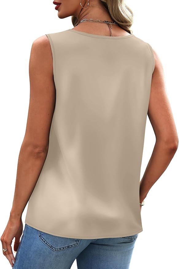 Sipaya Silk Satin Tank Tops for Women V Neck Summer Tops Sleeveless Camisole Business Casual Outfits Work Blouses - Image 4