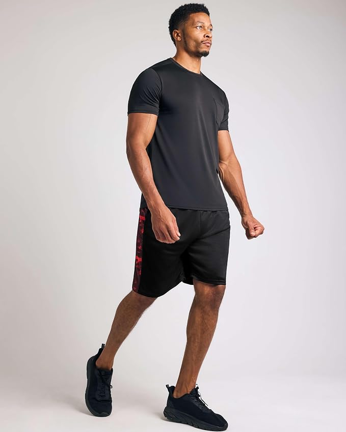 5 Pack Men's Mesh Shorts Athletic Basketball Sports Gym Workout Pockets | Cooling Moisture-Wicking, 9", Long, Quick-Dry, Breathable, Elastic Drawstring Waistband. Running, Exercise, Soccer, Training. - Image 8