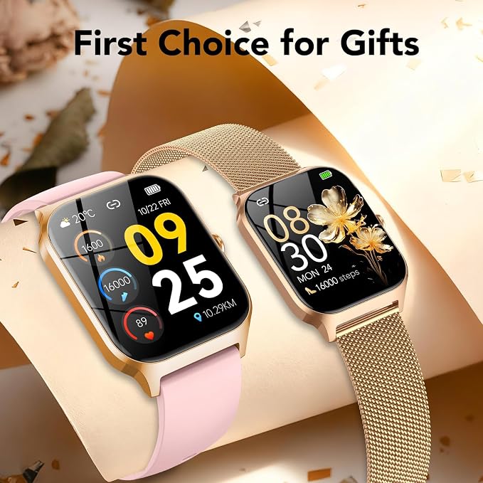 Smart Watch for Women with Bluetooth Calling, Fashion Fitness Tracker, 1.85" HD Touch Screen, AI Voice Assistant, Heart Rate Sleep Monitor, 120+ Sports Modes, Compatible with Android iPhone, 2 Bands - Image 9
