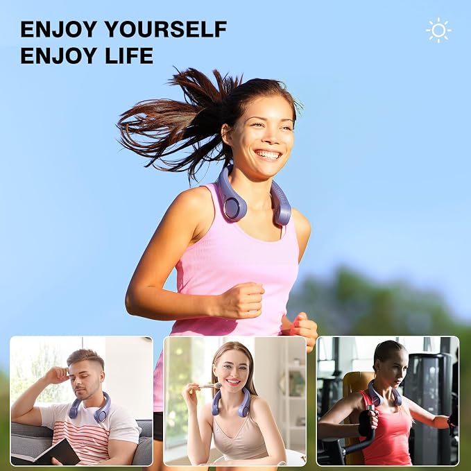Morelax Neck Fan, USB Rechargeable Personal Fan,Hand Free Bladeless Portable Fans,4000 mAh, 3 Speeds,72 Air Faster softer 360° Cooling, Ultra Quiet,Gift Suitable for Home, Office, Travel, Sports - Image 8