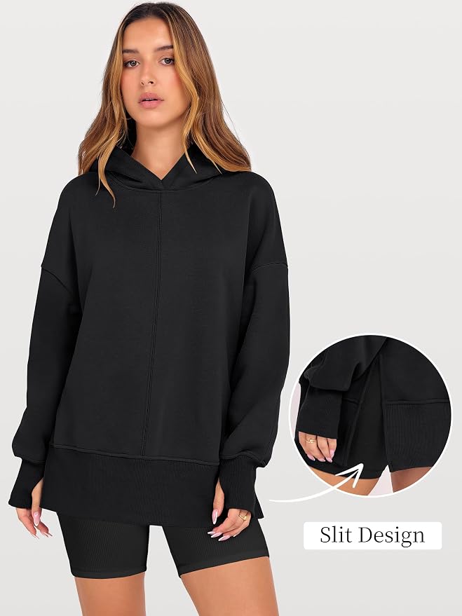 ANRABESS Womens Oversized Hoodies Long Sleeve Fleece Side Slit Hooded Sweatshirts Pullover 2026 Fall Outfits Y2K Clothes - Image 7