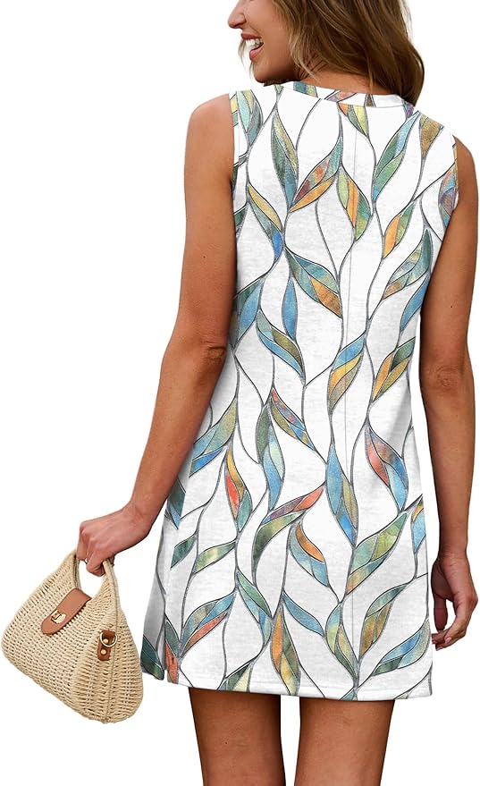 WIHOLL Casual Dresses for Women Crewneck Sleeveless Tank Dress Summer Spring Boho Vacation Clothes - Image 5