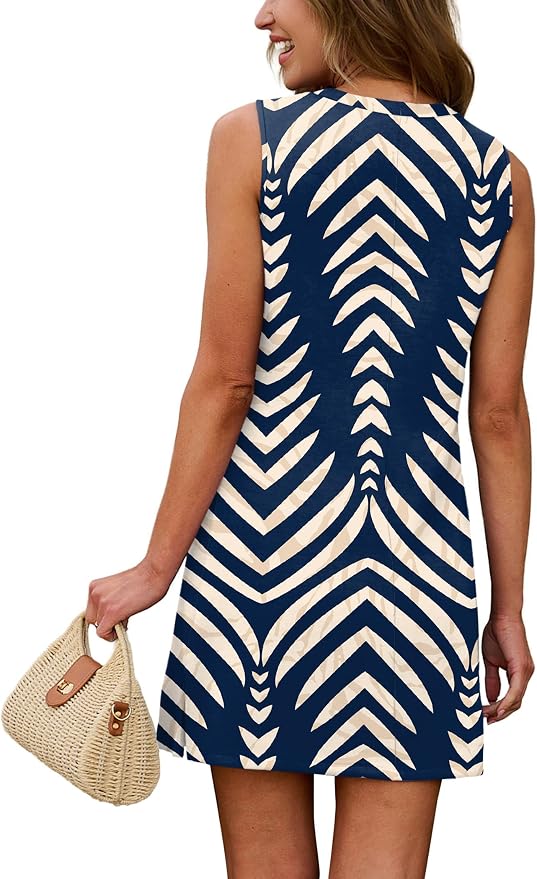 WIHOLL Casual Dresses for Women Crewneck Sleeveless Tank Dress Summer Spring Boho Vacation Clothes - Image 5
