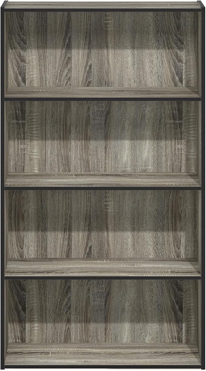 Furinno PASIR Book Shelf, 4-Tier Bookshelf, Bookcase with Open Shelf, 9.4 x 23.6 x 41.7, for Living Room, Bedroom, Home Office, French Oak - Image 7