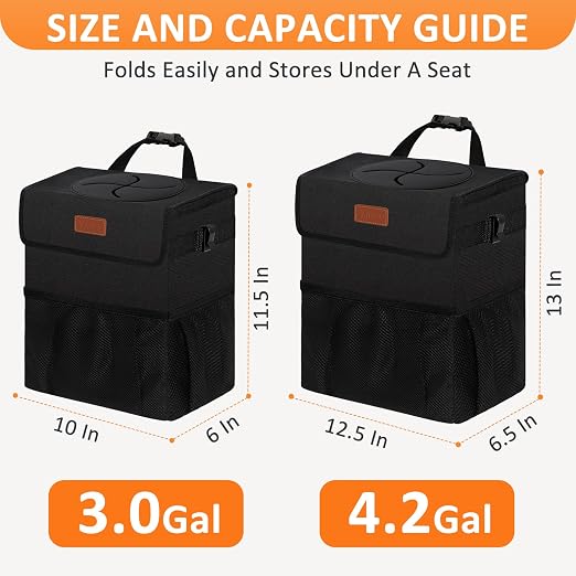 Vankor 4.2 Gallons Car Trash Can with Lid, Bag Bin Hanging Waterproof Automotive Car Garbage Cans Leak Proof Vehicle Trash Can for Truck SUV,Black - Image 7