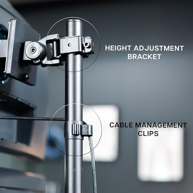 VIVO Single Ultra-Wide Monitor Desk Mount for up to 49 inch Ultrawide Screens, Extra Tall Heavy Duty Adjustable Stand Holds 44 lbs, Black, STAND-V100R - Image 9