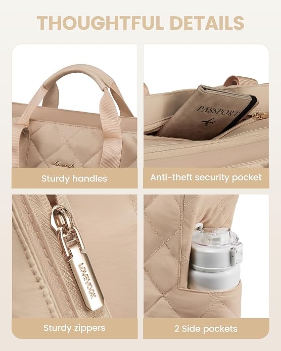 LOVEVOOK Tote Bag for Women,Light Puffer Tote Bag with Multi-pockets,Stylish Carry on Laptop Bags for Daily,Travel,Work,Gym - Image 7