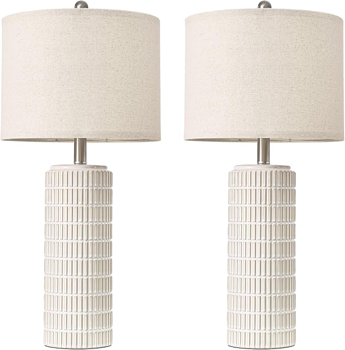 PoKat 27.5'' Tall Table Lamps for Living Room Set of 2, Ceramic Bedroom Lamps for Night Stands, Modern Bedside Lamps for Bedroom Living Room, Nightstand Lamps for End Table, Hallway, Gold and White - Image 9