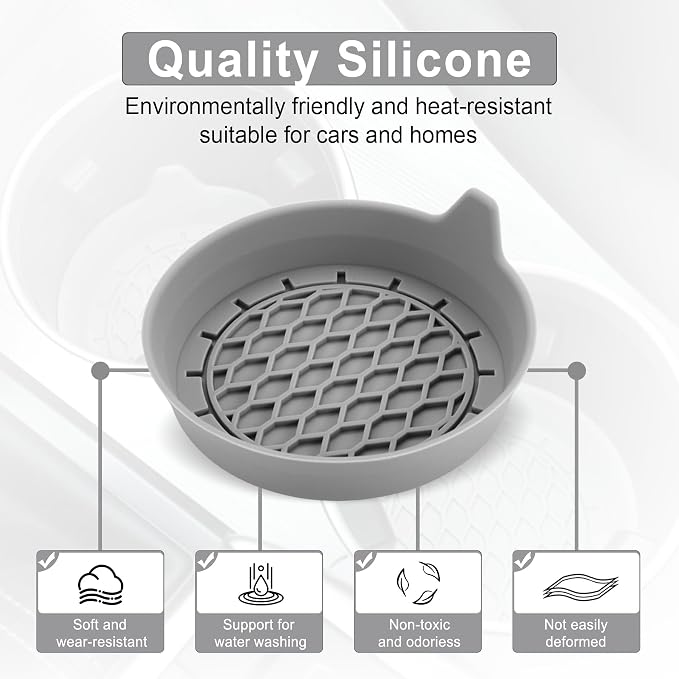 SINGARO Car Cup Holder Coaster, Silicone Cup Holder Insert, Universal Non-Slip Cup Holders, Car Accessories Interior for Women and Man 4 Pack Gray - Image 5