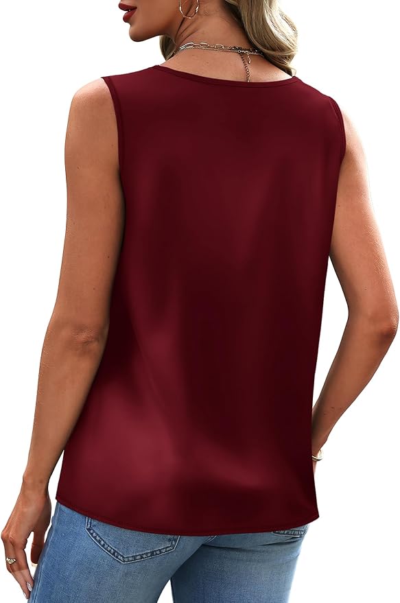 Sipaya Silk Satin Tank Tops for Women V Neck Summer Tops Sleeveless Camisole Business Casual Outfits Work Blouses - Image 4